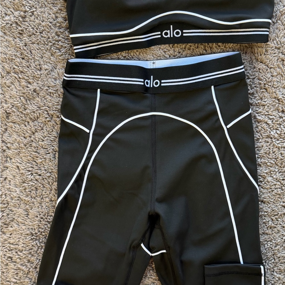 ALO Yoga Black Jumpsuit with White Piping - Picture 2 of 4